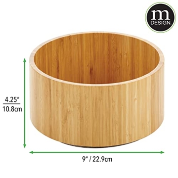 mDesign Bamboo Lazy Susan Turntable for Kitchen & Pantry