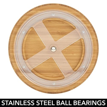 mDesign Bamboo Lazy Susan Turntable for Kitchen & Pantry