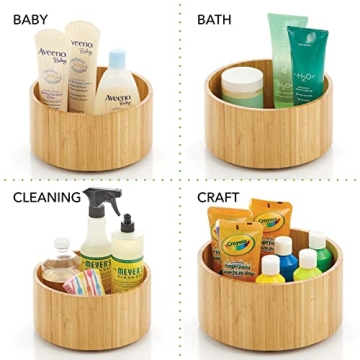 mDesign Bamboo Lazy Susan Turntable for Kitchen & Pantry