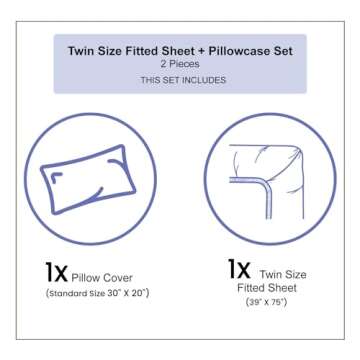 Ambesonne Reptile Fitted Sheet & Pillow Sham Set, Printed 2 Piece Bedding Set for Bedroom and Dorm Room, Twin, Green Caramel