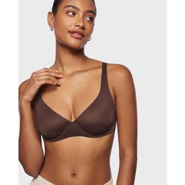 INLYRIC Women's Mesh Balconette Bra Sexy Demi Supportive Comfortable Seamless Underwire Unlined Sheer Bras Hazelnut - Sheer 34DD