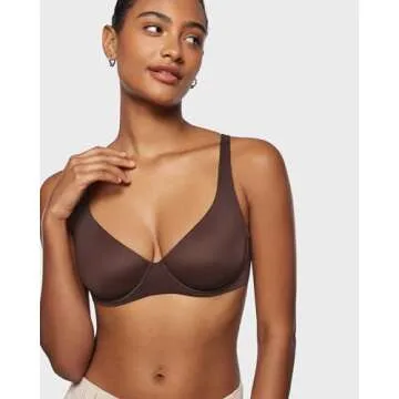 INLYRIC Women's Mesh Balconette Bra Sexy Demi Supportive Comfortable Seamless Underwire Unlined Sheer Bras Hazelnut - Sheer 34DD