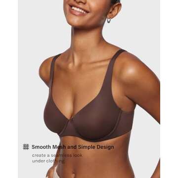 INLYRIC Women's Mesh Balconette Bra Sexy Demi Supportive Comfortable Seamless Underwire Unlined Sheer Bras Hazelnut - Sheer 34DD