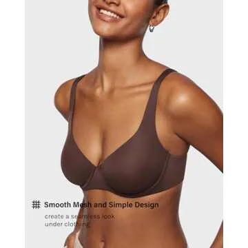 INLYRIC Women's Mesh Balconette Bra Sexy Demi Supportive Comfortable Seamless Underwire Unlined Sheer Bras Hazelnut - Sheer 34DD