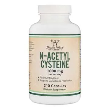 NAC Supplement N-Acetyl Cysteine (1,000mg Per Serving 500mg Per Cap, 210 Capsules) (Third Party Tested) with Odor Masking Technology to Boost Glutathione Levels by Double Wood