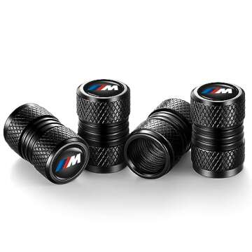 YHEESHIGN Universal Tire Valve Stem Caps - 4pcs Durable Black Design