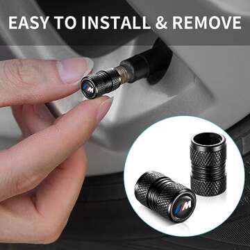 YHEESHIGN Universal Tire Valve Stem Caps - 4pcs Durable Black Design