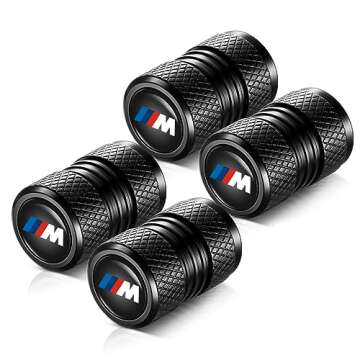YHEESHIGN Universal Tire Valve Stem Caps - 4pcs Durable Black Design