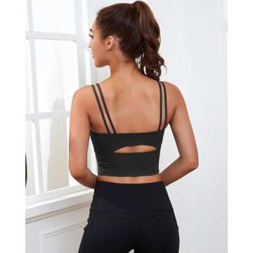 Everrysea Longline Sports Bra for Women - Padded Workout Tank Top with Built-in Bra