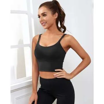 Everrysea Longline Sports Bra for Women in Black