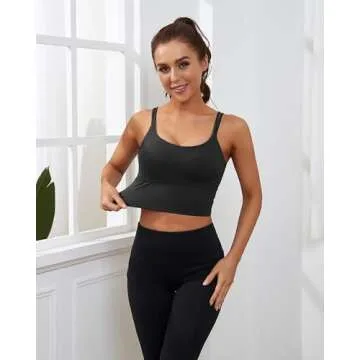 Everrysea Longline Sports Bra for Women in Black