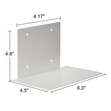 ECOSEAO Floating Book Shelves for Wall, Heavy-Duty Book Organizers, Iron Wall Mounted Shelves for Home Office Classroom Library, White Large (4)