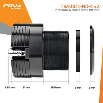 PRV AUDIO 2X TW400Ti-Nd-4 v2 Bullet Super Tweeter 1" Exit Neodymium 120 Watts Max Power 4 Ohm 1 Inch...