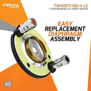 PRV AUDIO 2X TW400Ti-Nd-4 v2 Bullet Super Tweeter 1" Exit Neodymium 120 Watts Max Power 4 Ohm 1 Inch Voice Coil - New Version More Compact and Improved Design for Pro Audio (2 Tweeters)