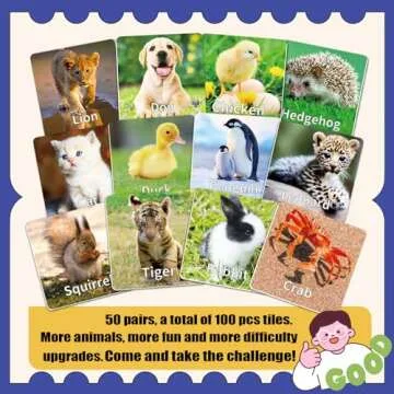 YTSQLER Animal Matching Game for Kids 100PCS Memory Card Game for Toddlers Preschool Learning Activities Memory Matching Cards Boys Girls Family Board Game