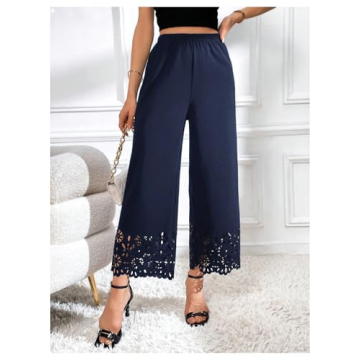 OYOANGLE Women's Cut Out Wide Leg Pants for Casual Office