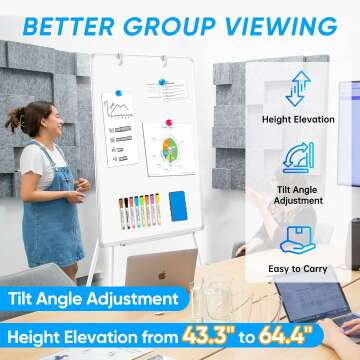 Magnetic Whiteboard Easel - Adjustable Height 24x36"