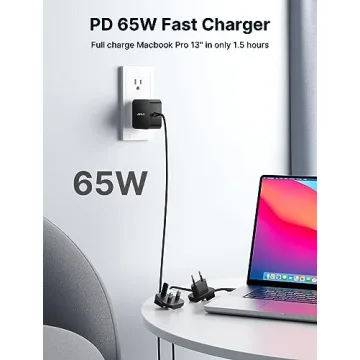 JSAUX 65W USB C Charger with 10FT Cable for Robust Charging