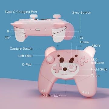 Mytrix Pink Wireless Controller for Nintendo Switch - Cute & Functional
