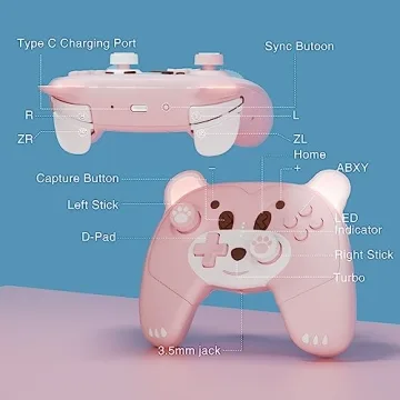Mytrix Pink Wireless Controller for Nintendo Switch - Cute & Functional