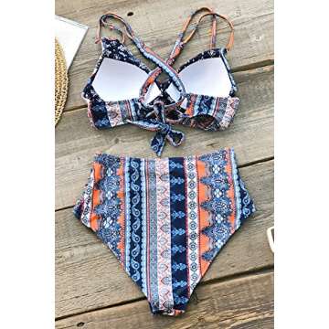 CUPSHE Women's Flower Dance High-Waisted Back Lace Bikini
