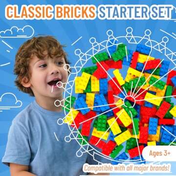 Strictly Briks Compatible with Lego Classic Bricks Starter Kit, Blue, Green, Red & Yellow, 2x4 Studs...