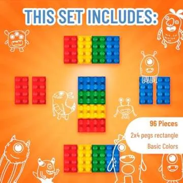 Strictly Briks Compatible with Lego Classic Bricks Starter Kit, Blue, Green, Red & Yellow, 2x4 Studs - Creative Play Set for Above 3 - Compatible with All Brands - 96 Piece Building Blocks for Kids