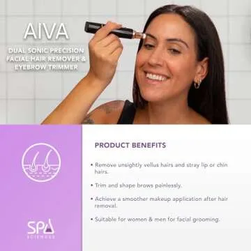 SPA SCIENCES - AIVA - The 2-in-1 Facial Hair Remover & Eyebrow Trimmer with Built-in LED Lights