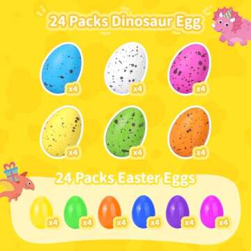 yocjoky 24 PCS Easter Eggs Fillers - Hatching Dinosaur Egg with Mini Toys Inside for Easter Baskets ...