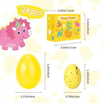 yocjoky 24 PCS Easter Eggs Fillers with Dinosaur Toys