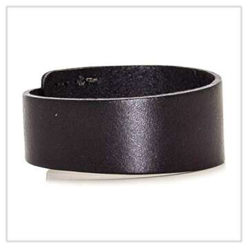 Mgutillart Punk Alloy Buckle Cuff Wristband Wide Leather Bracelet(Black)