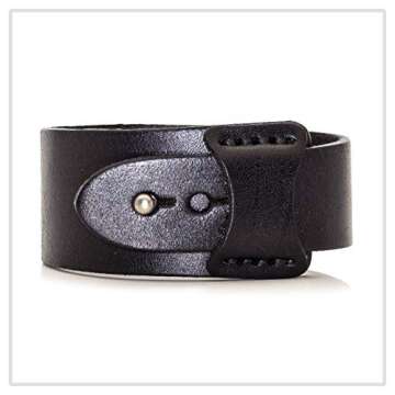 Mgutillart Punk Alloy Buckle Cuff Wristband Wide Leather Bracelet(Black)