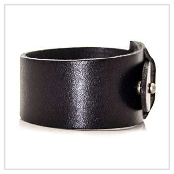 Mgutillart Punk Alloy Buckle Cuff Wristband Wide Leather Bracelet(Black)