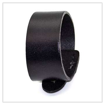 Mgutillart Punk Alloy Buckle Cuff Wristband Wide Leather Bracelet(Black)