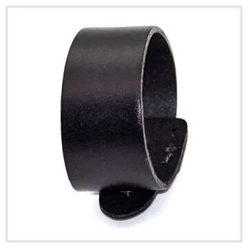 Mgutillart Punk Alloy Buckle Cuff Wristband Wide Leather Bracelet(Black)
