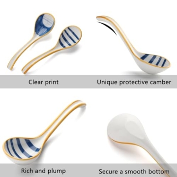Ceramic Ramen Soup Spoon Set for Asian Dishes