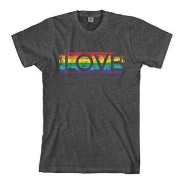Threadrock Men's Gay Pride Rainbow Love T-Shirt L Dark Heather