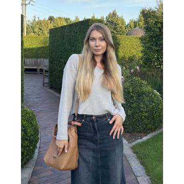 Zeagoo Women Long Sleeve V Neck Waffle Cropped Top