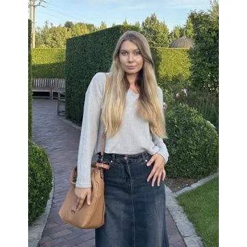 Zeagoo Women Long Sleeve V Neck Waffle Cropped Top