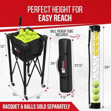 2-in-1 Tennis & Pickleball Hopper with Pickup Tube