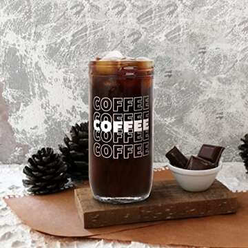 Iced Coffee Mason Jar Cup, Iced Coffee Mason Jar Cups with Lids and Straws, Iced Coffee Glasses Cup, 24oz Wide Mouth Mason Jar Drinking Glasses, Smoothie Cups, Reusable Cup Iced Coffee Cups