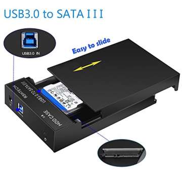 Hard Drive Enclosure, RSHTECH USB 3.0 to SATA External Hard Drive Docking Station for 3.5 inch SATA I/II/III HDD SSD Up to 16TB Support UASP (Black)