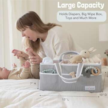 Lily Miles Baby Diaper Caddy Organizer, Girl Nursery Storage Basket with 8 Pockets, Baby Organizer and Storage, Easy-to-Clean Fabric, Large, Pink Blush