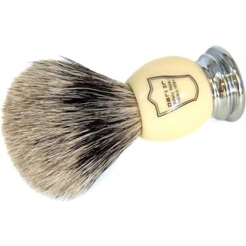 Parker Premium 3 Band Pure Badger Shaving Brush with Stand Included - White