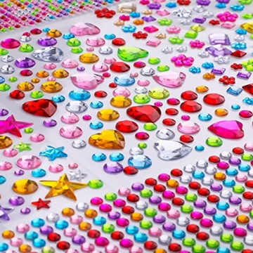 Gem Stickers, 1510pcs Rhinestone Stickers for Crafts, Self Adhesive Jewel Stickers, Acrylic Bling Ge...