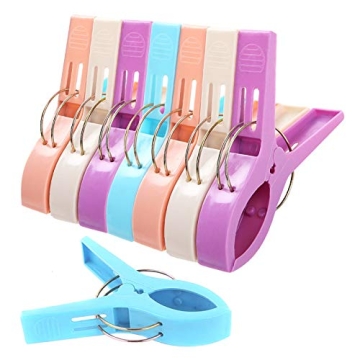 Vibrant UPMCT Beach Towel Clips - 8 Pack Multi-Color Clamps for Outdoor & Indoor Use