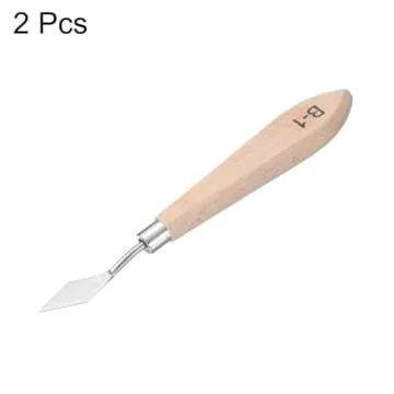 HARFINGTON 2Pcs Palette Knife Painting Tool 6.3" Stainless Steel Blade Spatula Painting Pallet Knife Beech Wood Handle for Oil Acrylic Canvas Color Mixing