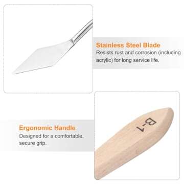 HARFINGTON 2Pcs Palette Knife Painting Tool 6.3" Stainless Steel Blade Spatula Painting Pallet Knife Beech Wood Handle for Oil Acrylic Canvas Color Mixing
