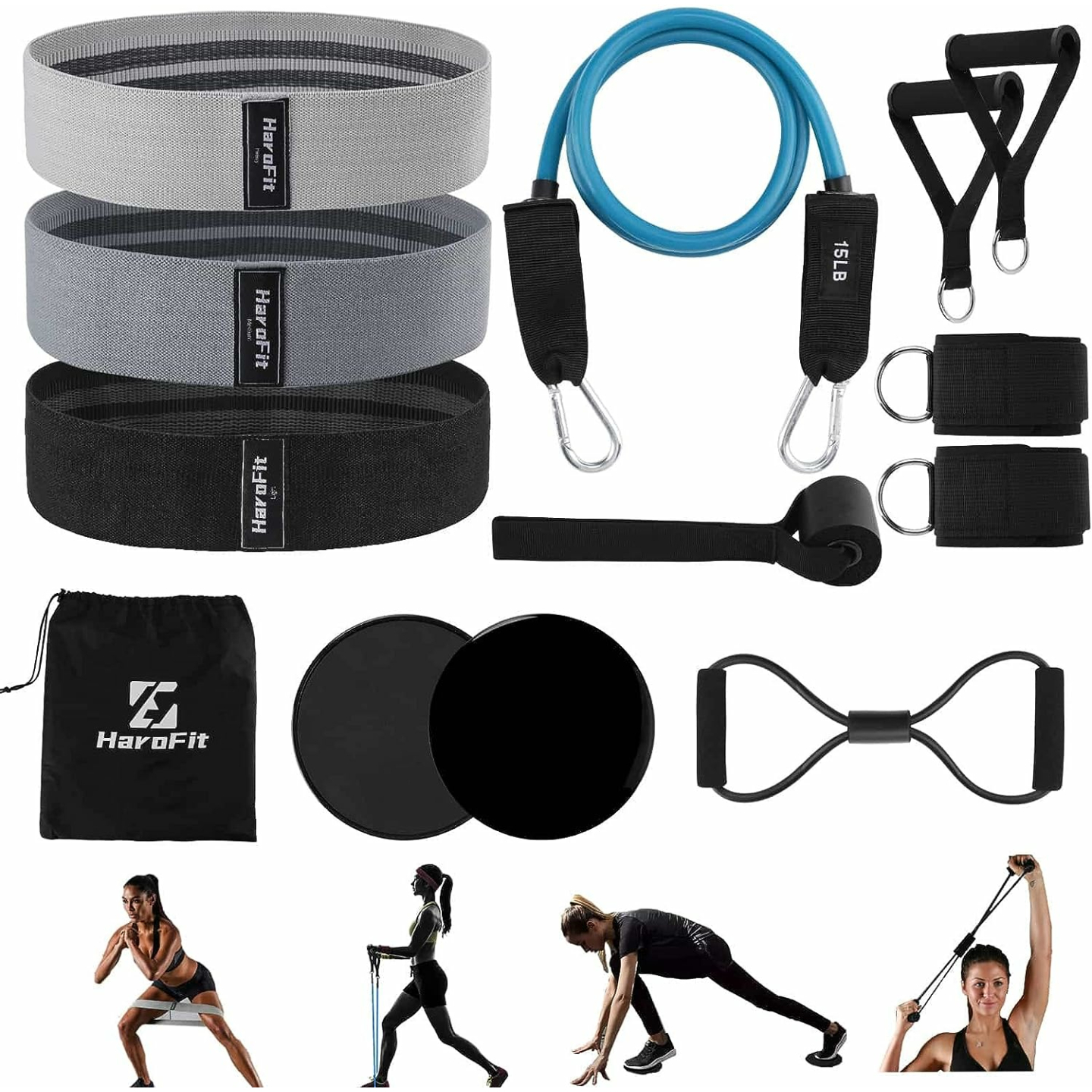 HaroFit 13-Piece Resistance Bands Set for Home Workouts
