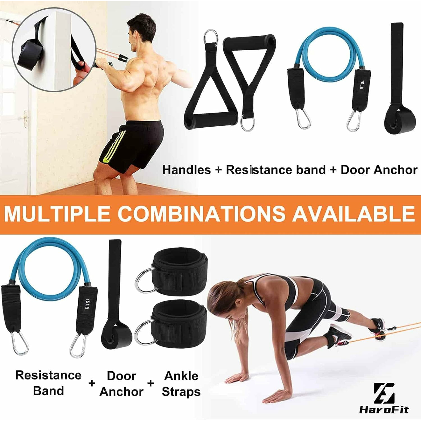 HaroFit 13-Piece Resistance Bands Set for Home Workouts